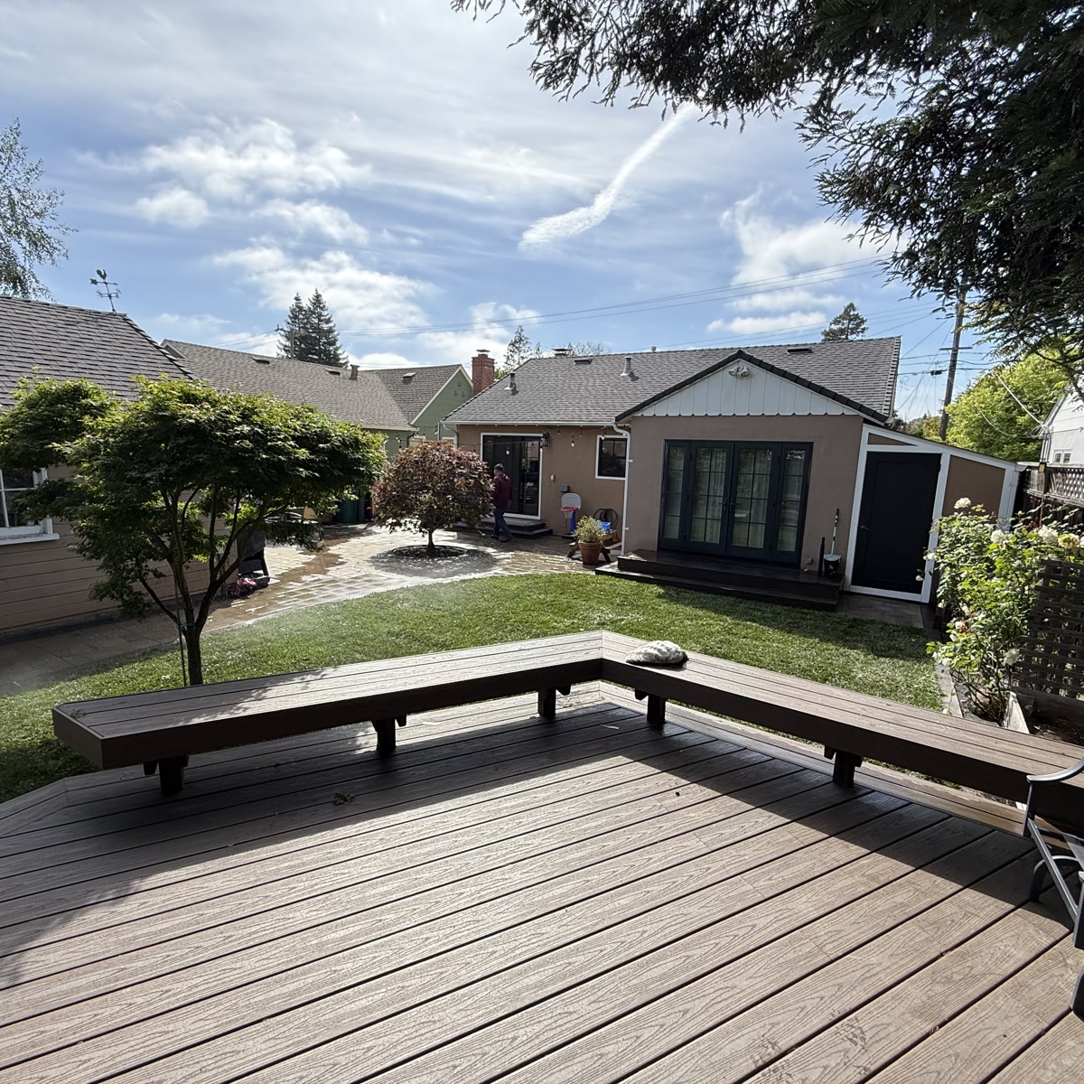 Backyard deck and patio project by Kevin's Gardening Service